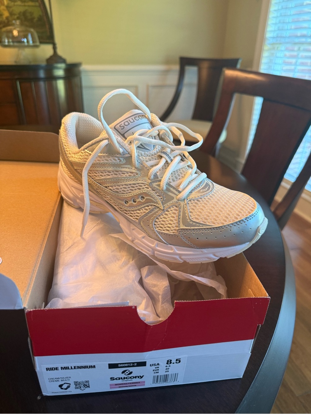Saucony Light Beige and White Ride Millennium Running Shoes